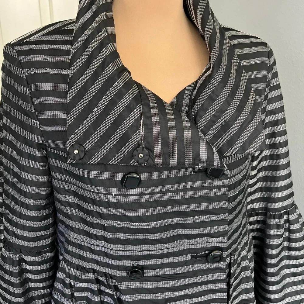 Samuel Dong Black Striped Peplum Bell‎ Sleeve Jacket